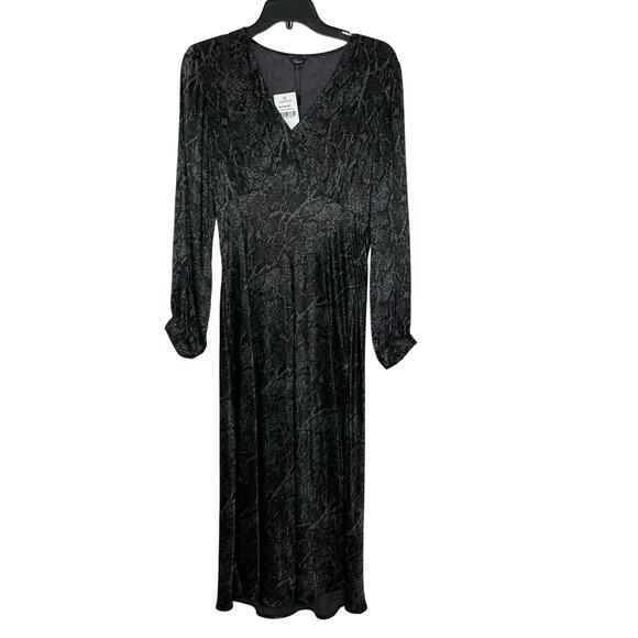Rails Black Marble Print Long Sleeve Midi Dress Size M Women's NEW - Picture 1 of 10